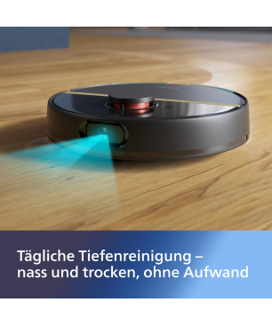 PHILIPS XU7000/01 HomeRun 7000 Series Aqua mit Wischfunktion und App connection, Hindernissenerkennung, Saugroboter