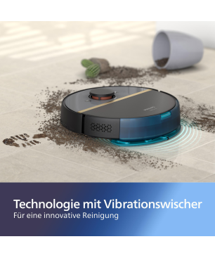 PHILIPS XU7000/01 HomeRun 7000 Series Aqua mit Wischfunktion und App connection, Hindernissenerkennung, Saugroboter