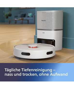 PHILIPS XU3110/02 HomeRun 3000 Series Aqua mit Entleerungsstation, Wischfunktion und App connection Saugroboter