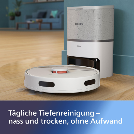 PHILIPS XU3110/02 HomeRun 3000 Series Aqua mit Entleerungsstation, Wischfunktion und App connection Saugroboter