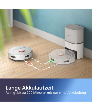 PHILIPS XU3110/02 HomeRun 3000 Series Aqua mit Entleerungsstation, Wischfunktion und App connection Saugroboter