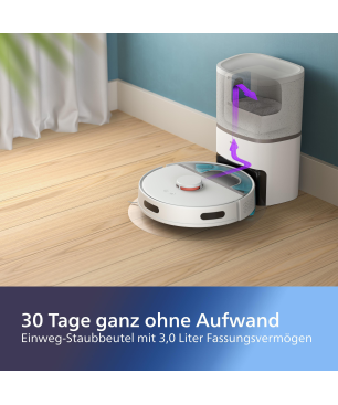 PHILIPS XU3110/02 HomeRun 3000 Series Aqua mit Entleerungsstation, Wischfunktion und App connection Saugroboter