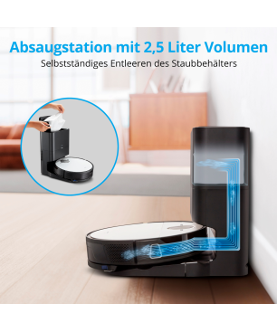 MEDION X50 SW Saug- & Wischroboter, Absaugstation, Lasernavigation, 8.000 Pa, Sprach- & App-Steuerung Saugroboter