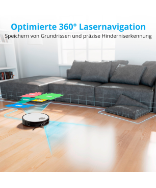 MEDION X50 SW Saug- & Wischroboter, Absaugstation, Lasernavigation, 8.000 Pa, Sprach- & App-Steuerung Saugroboter
