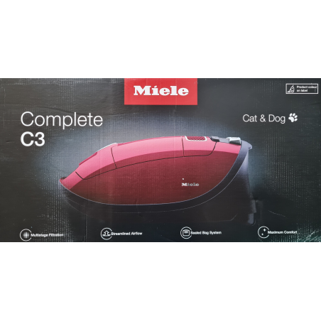 MIELE Complete C3 Cat & Dog Bodenstaubsauger mit Beutel, maximale Leistung: 890 Watt, rot)