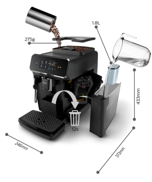 PHILIPS EP 2220/10 2200 PANARELLO SW Kaffeevollautomat Schwarz