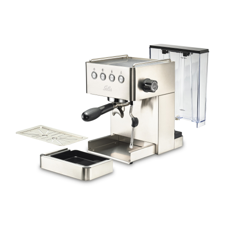 SOLIS OF SWITZERLAND Barista Gran Gusto 1014 + Scala Zero Static 1662 Espressomaschine Silber