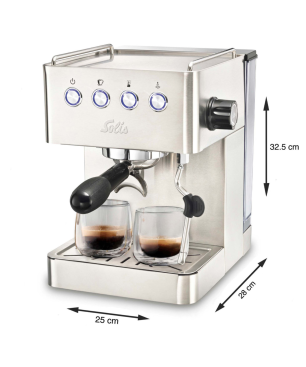 SOLIS OF SWITZERLAND Barista Gran Gusto 1014 + Scala Zero Static 1662 Espressomaschine Silber