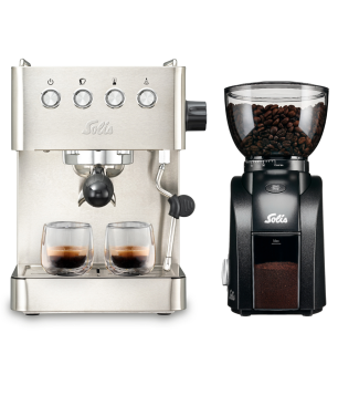 SOLIS OF SWITZERLAND Barista Gran Gusto 1014 + Scala Zero Static 1662 Espressomaschine Silber