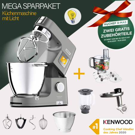 KENWOOD Titanium Chef Patissier XL KWL90.594SI Küchenmaschine Silber (Rührschüsselkapazität: 7 Liter, 1400 Watt)