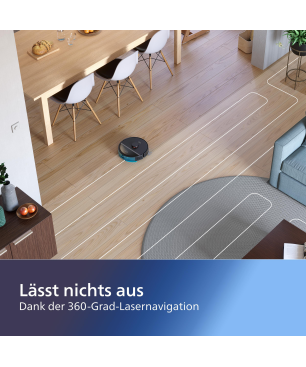 PHILIPS XU3000/01 HomeRun 3000 Series Aqua mit Wischfunktion und App connection Saugroboter