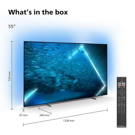 PHILIPS 55OLED707/12 OLED TV (Flat, 55 Zoll / 139 cm, UHD 4K, SMART TV, Ambilight, Android TV™ 11 (R))