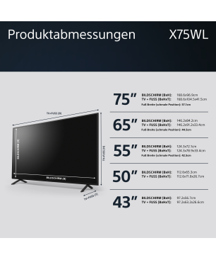 SONY BRAVIA KD-43X75WL LED TV (Flat, 43 Zoll / 108 cm, HDR 4K, SMART TV, Google TV)