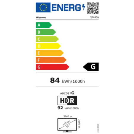 HISENSE 55 A 85 H OLED TV (Flat, 55 Zoll / 138 cm, UHD 4K, VIDAA U6)