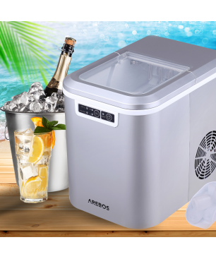 AREBOS 2,2L Icemaker 12Kg in 24h Eiswürfelmaschine (120 Watt, silber)
