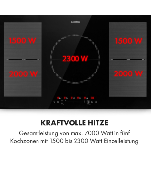 KLARSTEIN Delicatessa 90 Flex Einbaukochfeld (Kochfelder: 5) Schwarz