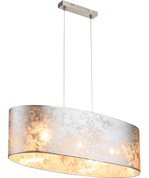 GLOBO AMY I Pendelleuchte Pendellampe elegant silber Textil 15188H2 Innenleuchte
