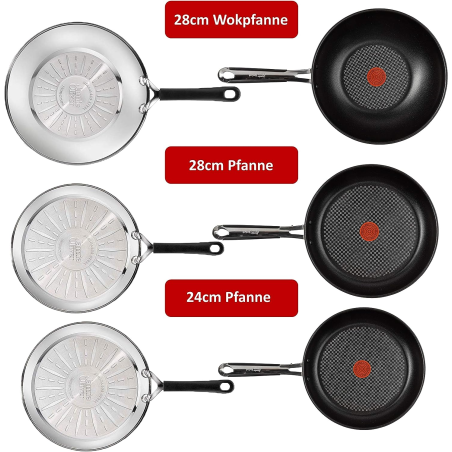 TEFAL E30 Jamie Oliver Pfannenset 6Tlg Pfanne (Edelstahl, Beschichtung: Titanium)