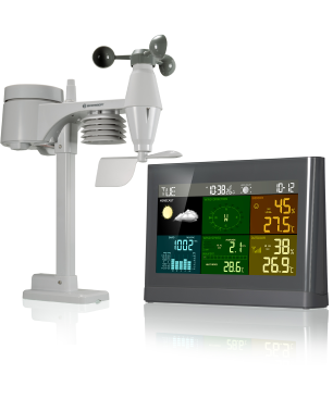 BRESSER 5-in-1 Comfort Wetter Center mit Farbdisplay Wetterstation