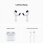 APPLE AirPods (3. Generation mit MagSafe Ladecase), In-ear Kopfhörer Bluetooth Weiß