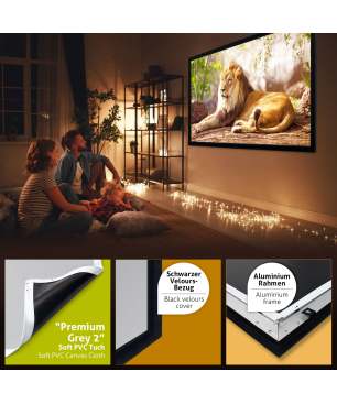 ESMART Professional MIRALE Tageslicht GRAU 400 x 225 cm (180") 16:9 Rahmen-Leinwand