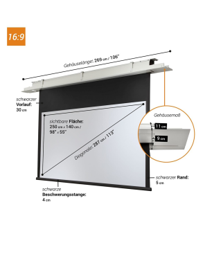 CELEXON Deckeneinbau Expert Deckeneinbauleinwand, Bildbreite: 250 cm