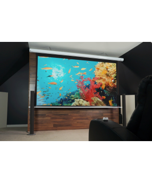 ELITE SCREENS SAKER TAB TENSIONWeiß / MaxWhite FG / 244 x 137 (16:9)(Vorlauf 30cm) Beamer Leinwand