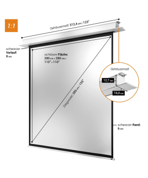 CELEXON Deckeneinbau Pro+ Deckeneinbauleinwand, Bildbreite: 280 cm