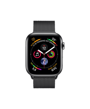 APPLE Watch Series 4 (GPS + Cellular) 40 mm Smartwatch Edelstahl Milanaise, 130-200 mm, Armband: Schwarz, Gehäuse: Schwarz