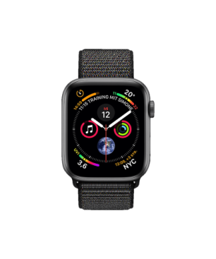 APPLE Watch Series 4 (GPS + Cellular) 44mm Smartwatch Aluminium gewebtes Nylon, 140-210 mm, Gehäuse: Dunkelgrau