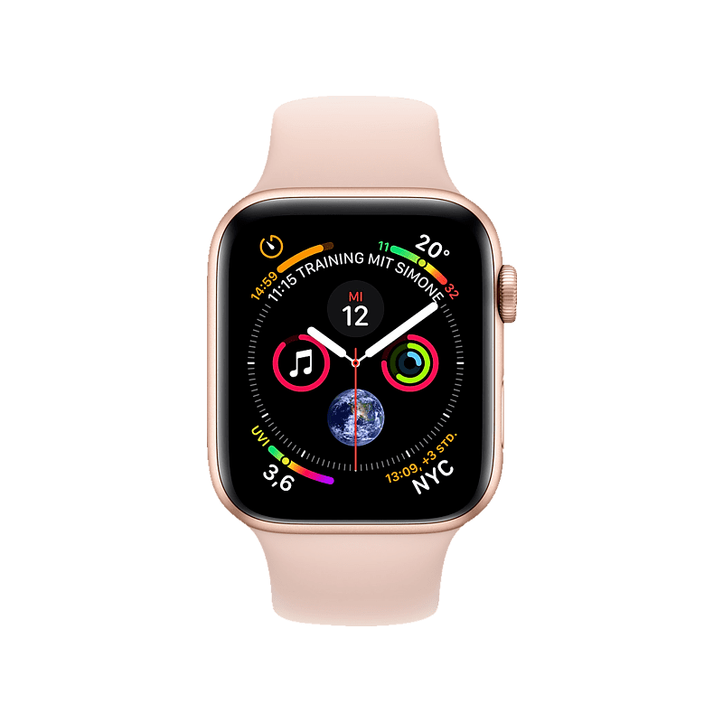 APPLE Watch Series 4 (GPS + Cellular) 44mm Smartwatch Aluminium Kunststoff, 140-210 mm, Armband: Sandrosa, Gehäuse: Gold APPLE Watch Series 4 (GPS + Cellular) 44mm Smartwatch Aluminium Kunststoff, 140-210 mm, Armband: Sandrosa, Gehäuse: Gold