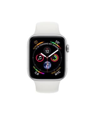 APPLE Watch Series 4 (GPS + Cellular) 40 mm Smartwatch Aluminium Kunststoff, 130-200 mm, Armband: Weiß, Gehäuse: Silber