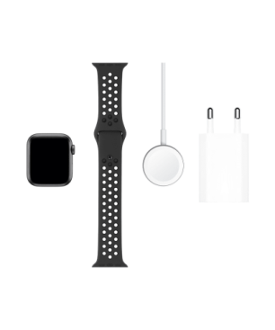 APPLE Watch Nike Series 5 40mm Smartwatch Aluminium Fluorelastomer, 130 - 200 mm, Armband: Anthrazit Schwarz, Space Grey