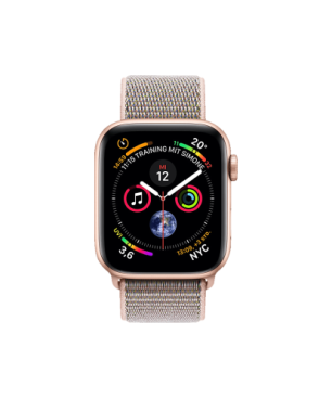 APPLE Watch Series 4 (GPS + Cellular) 40 mm Smartwatch Aluminium gewebtes Nylon, 130-200 mm, Armband: Sandrosa, Gehäuse: Gold