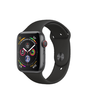 APPLE Watch Series 4 (GPS + Cellular) 44mm Smartwatch Aluminium Kunststoff, 140-210 mm, Armband: Schwarz, Gehäuse: Dunkelgrau