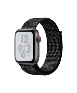 APPLE Watch Series 4 Nike+ (GPS + Cellular) 44 mm Smartwatch Aluminium gewebtes Nylon, 145-220 mm, Armband, Gehäuse: Dunkelgrau