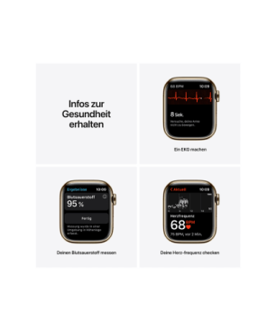 APPLE Watch Series 7 (GPS + Cellular) 41mm Smartwatch Edelstahlgehäuse Fluorelastomer, 130-200 mm, Abyssblau, Gehäuse: Gold