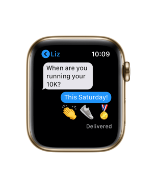 APPLE Watch Series 6 (GPS + Cellular) 44mm Smartwatch Edelstahl Fluorelastomer, 140 - 210 mm, Armband: Zyperngrün, Gehäuse: Gold