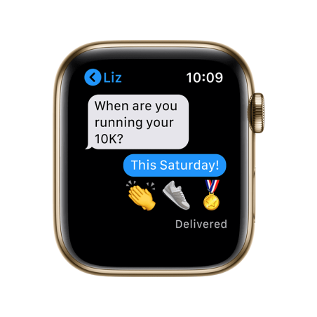 APPLE Watch Series 6 (GPS + Cellular) 44mm Smartwatch Edelstahl Fluorelastomer, 140 - 210 mm, Armband: Zyperngrün, Gehäuse: Gold