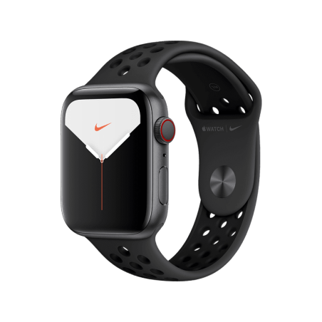 APPLE Watch Nike Series 5 (GPS + Cellular) 44mm Smartwatch  Fluorelastomer, 140 - 200 mm , Gehäuse: Space Grey