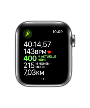APPLE Watch Series 5 (GPS + Cellular) 40mm Smartwatch Edelstahl Fluorelastomer, 130 - 200 mm, Armband: Weiß, Gehäuse: Edelstahl