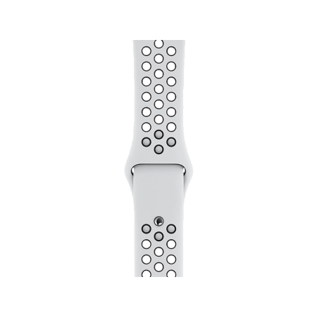 APPLE Watch Series 4 (GPS + Cellular) 44 mm Kunststoff, 145-220 mm, Armband: Platinum/Schwarz, Gehäuse: Silber