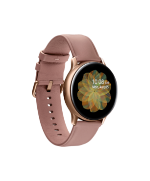 SAMSUNG Galaxy Watch Active2 Stainless Steel 40mm (LTE) GO Smartwatch Edelstahl Echtleder, S/M, Gold