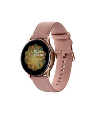 SAMSUNG Galaxy Watch Active2 Stainless Steel 40mm (LTE) GO Smartwatch Edelstahl Echtleder, S/M, Gold