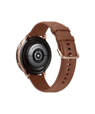 SAMSUNG Galaxy Watch Active2 Stainless Steel 44mm GO Smartwatch Edelstahl Echtleder, M/L, Gold