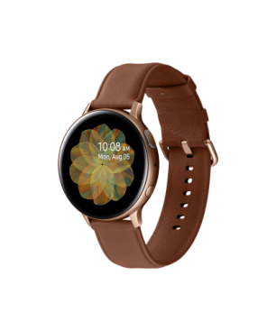 SAMSUNG Galaxy Watch Active2 Stainless Steel 44mm GO Smartwatch Edelstahl Echtleder, M/L, Gold