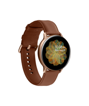 SAMSUNG Galaxy Watch Active2 Stainless Steel 44mm (LTE) GO Smartwatch Edelstahl Echtleder, M/L, Gold