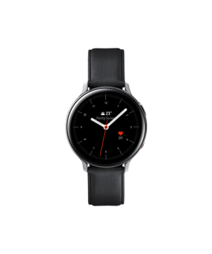 SAMSUNG Galaxy Watch Active2 Stainless Steel 44mm (LTE) SI Smartwatch Edelstahl Echtleder, M/L, Silver