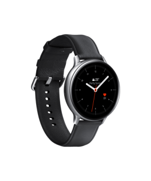 SAMSUNG Galaxy Watch Active2 Stainless Steel 44mm (LTE) SI Smartwatch Edelstahl Echtleder, M/L, Silver