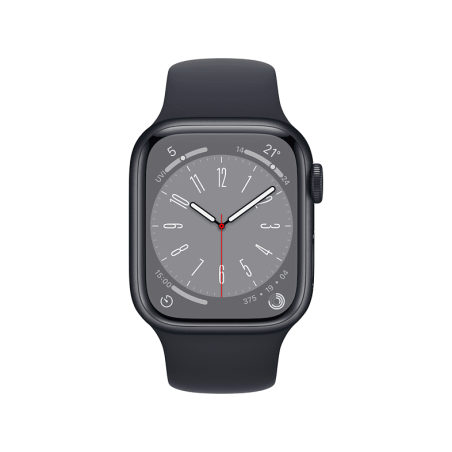 APPLE Watch Series 7 (GPS) 41mm Smartwatch Fluorelastomer, 130 - 200 mm, Armband: Mitternacht, Gehäuse: Mitternacht